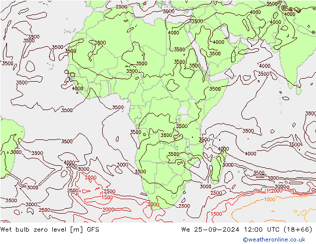 Theta-W Nulgradenniveau GFS wo 25.09.2024 12 UTC