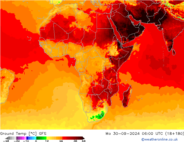 Teplota půdy GFS Po 30.09.2024 06 UTC