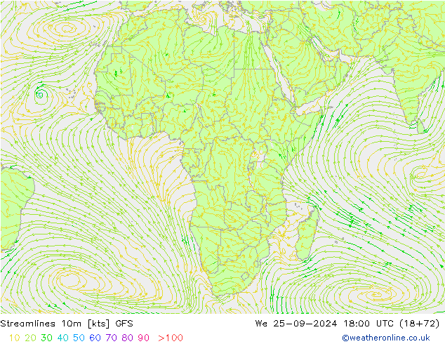 Rüzgar 10m GFS Çar 25.09.2024 18 UTC