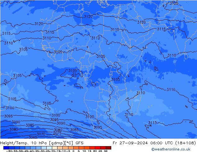 Height/Temp. 10 hPa GFS Fr 27.09.2024 06 UTC