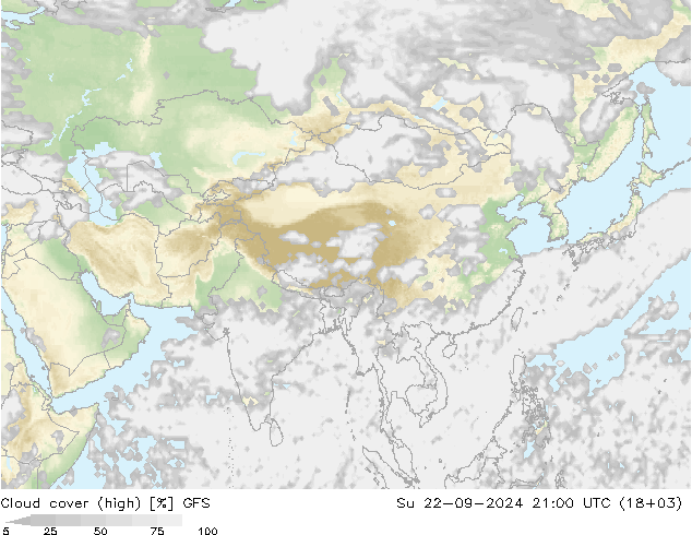 Wolken (hohe) GFS So 22.09.2024 21 UTC