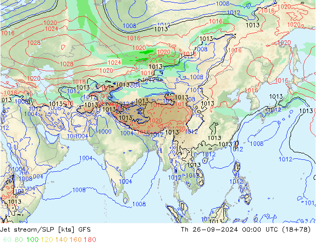 Corrente a getto GFS gio 26.09.2024 00 UTC