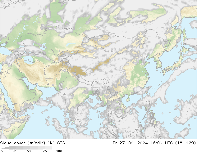 oblačnosti uprostřed GFS Září 2024