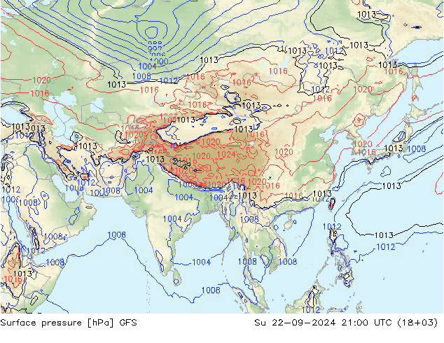 приземное давление GFS Вс 22.09.2024 21 UTC