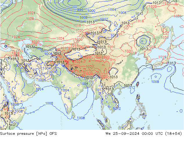 Surface pressure GFS We 25.09.2024 00 UTC