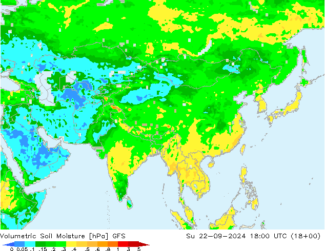 Volumetric Soil Moisture GFS Su 22.09.2024 18 UTC