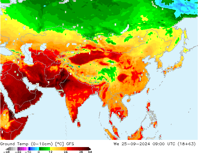 Ground Temp (0-10cm) GFS We 25.09.2024 09 UTC