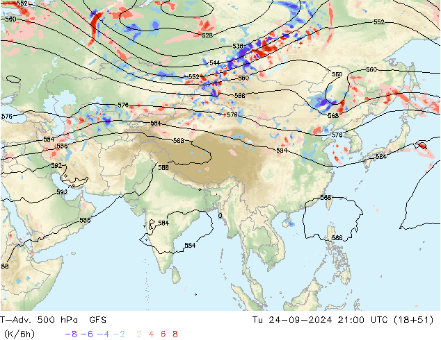 T-Adv. 500 hPa GFS Tu 24.09.2024 21 UTC