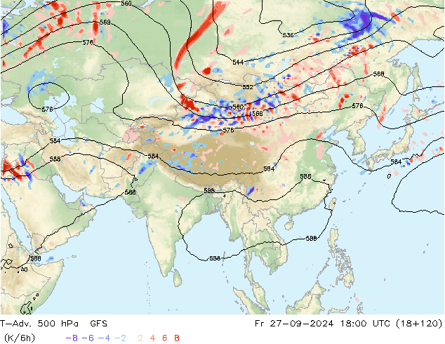 T-Adv. 500 hPa GFS vr 27.09.2024 18 UTC