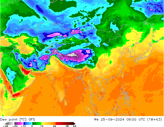 Dew point GFS We 25.09.2024 09 UTC