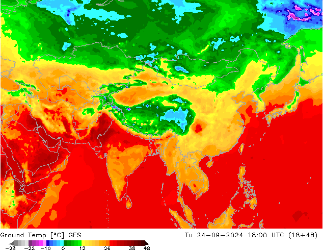 температура от 0-10 см GFS вт 24.09.2024 18 UTC