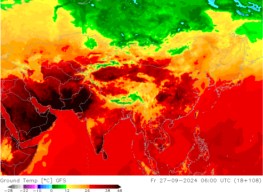 Temp GFS ven 27.09.2024 06 UTC