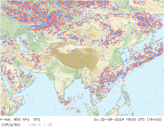 V-Adv. 850 hPa GFS dom 22.09.2024 18 UTC