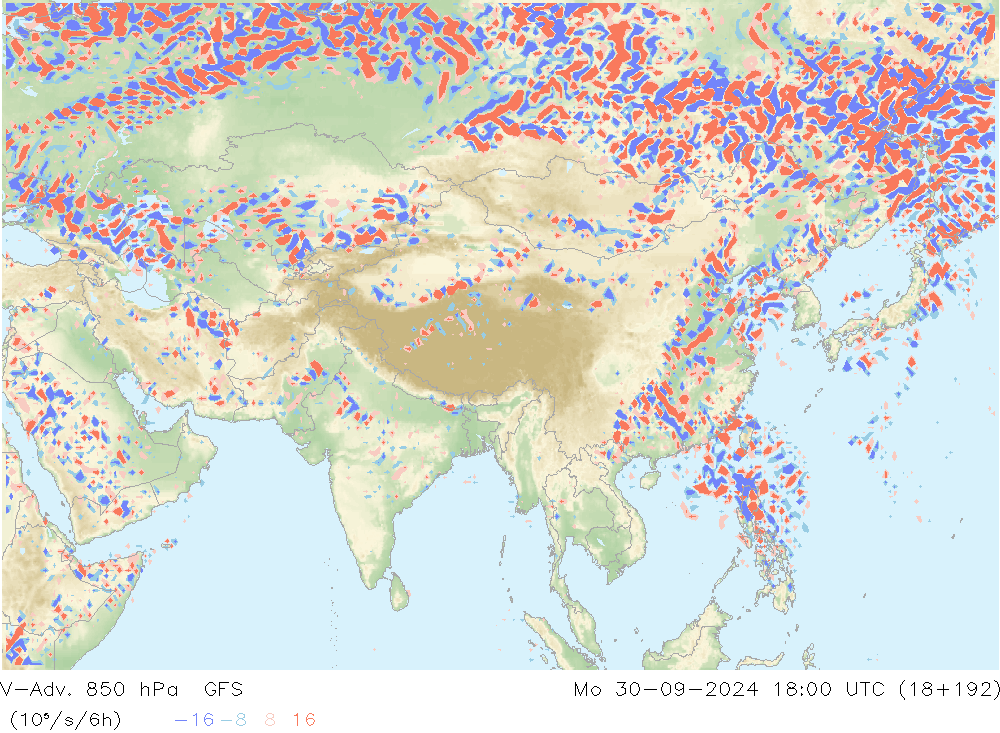 V-Adv. 850 hPa GFS pon. 30.09.2024 18 UTC