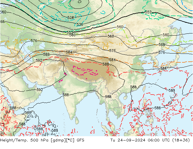 Z500/Regen(+SLP)/Z850 GFS di 24.09.2024 06 UTC