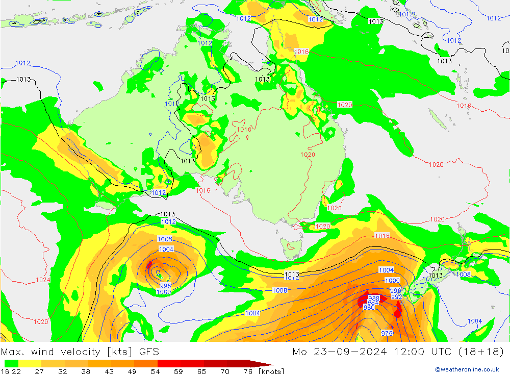 Max. wind velocity GFS Seg 23.09.2024 12 UTC