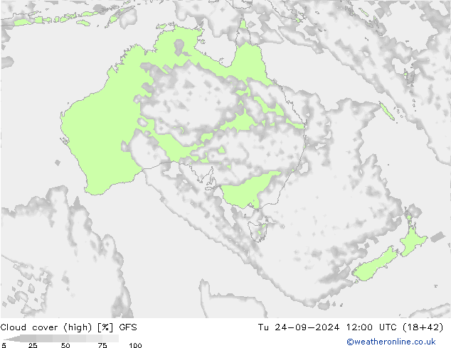 Nuages (élevé) GFS mar 24.09.2024 12 UTC