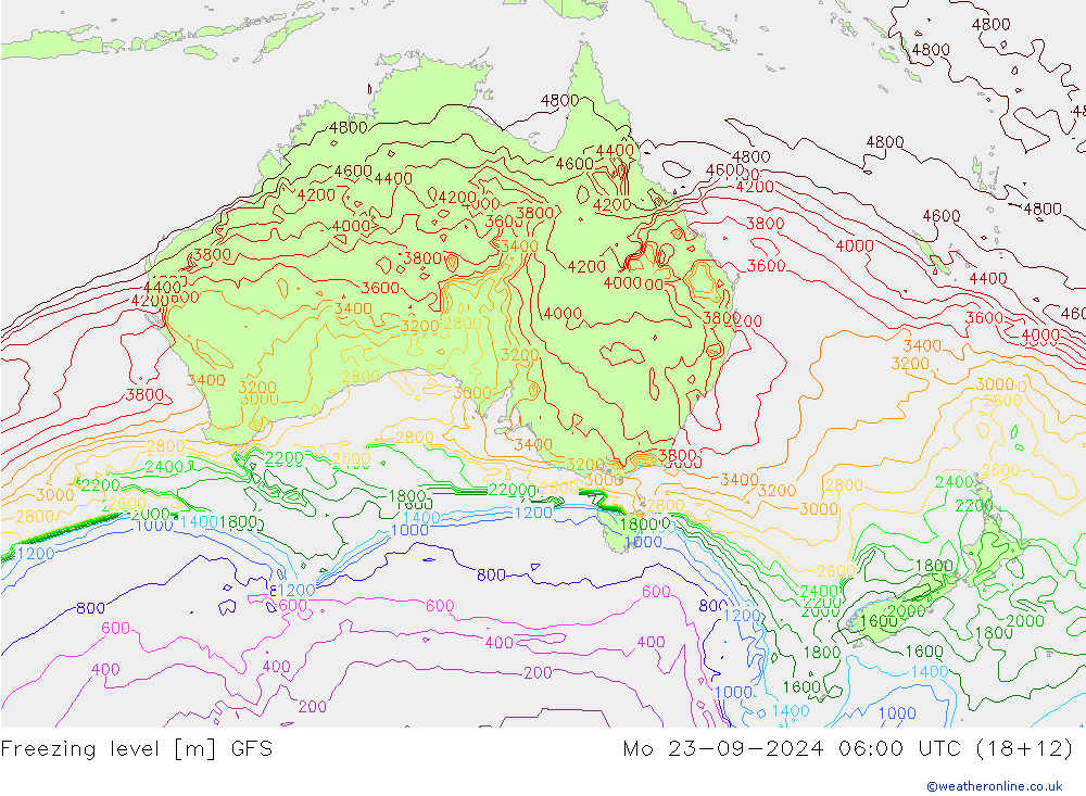 Freezing level GFS  23.09.2024 06 UTC