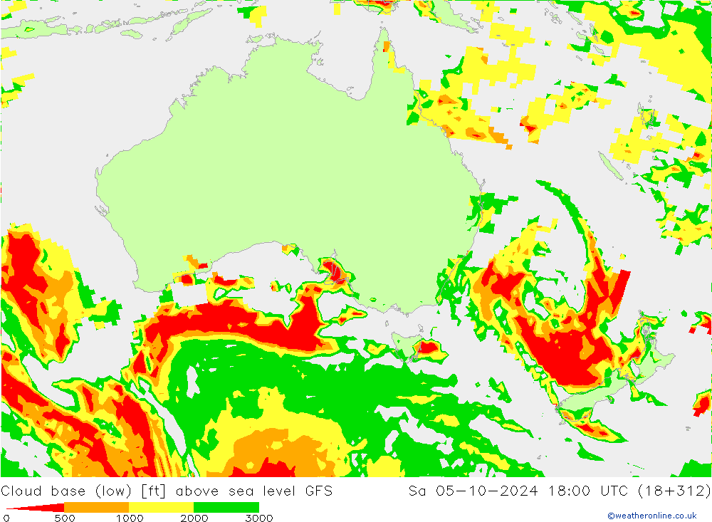 Höhe untere Wolkengrenze GFS Sa 05.10.2024 18 UTC