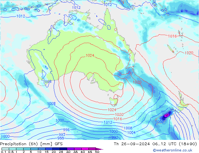 Z500/Rain (+SLP)/Z850 GFS Th 26.09.2024 12 UTC