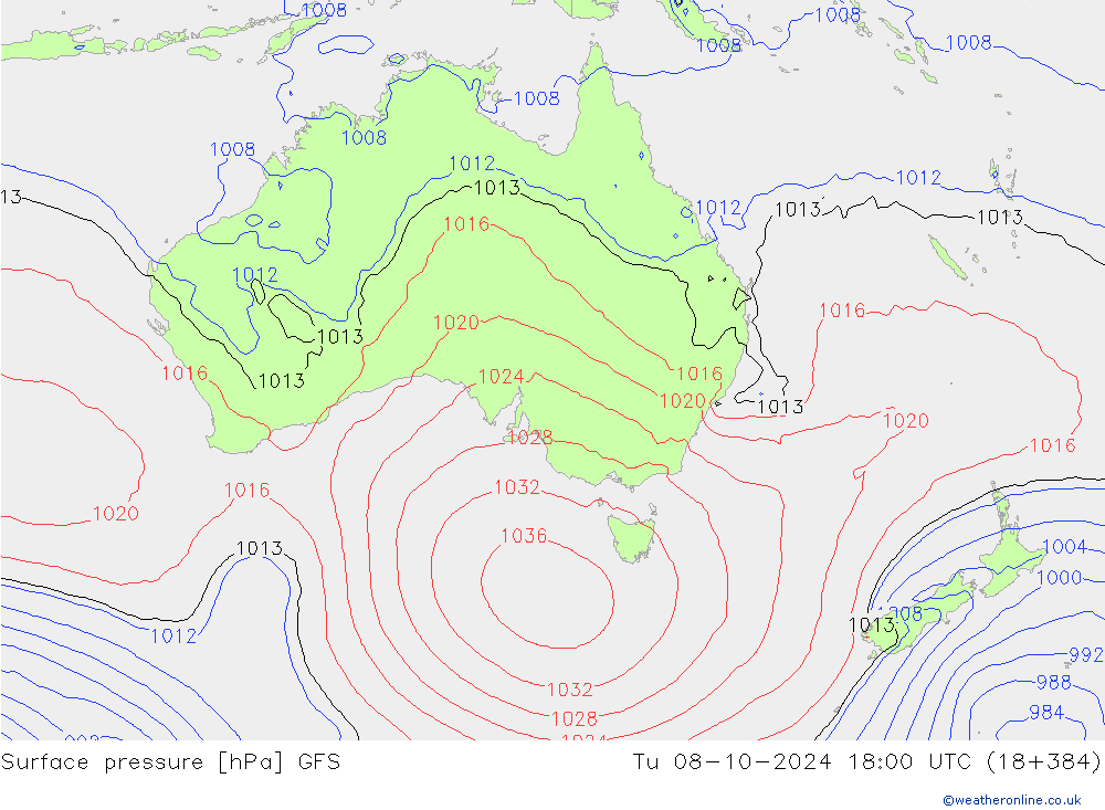 Yer basıncı GFS Sa 08.10.2024 18 UTC