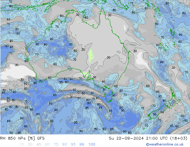 RH 850 hPa GFS September 2024