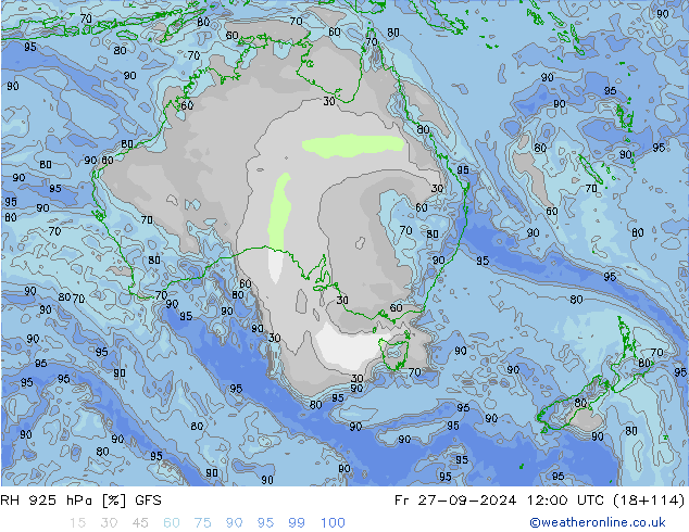 RH 925 hPa GFS Pá 27.09.2024 12 UTC