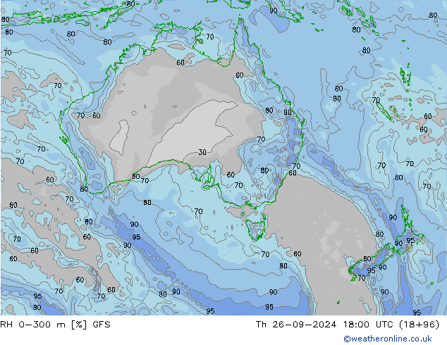 RH 0-300 m GFS gio 26.09.2024 18 UTC