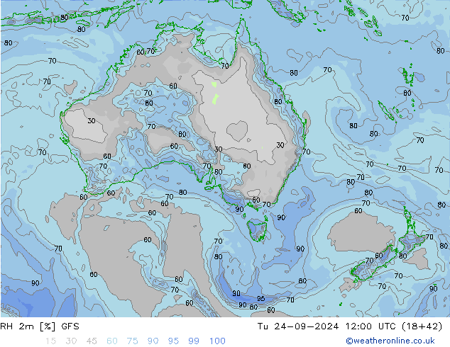 Humidité rel. 2m GFS mar 24.09.2024 12 UTC