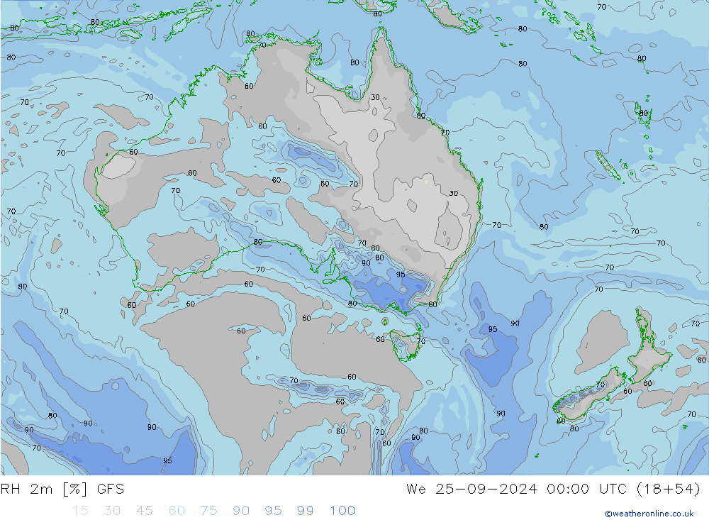 RH 2m GFS  25.09.2024 00 UTC