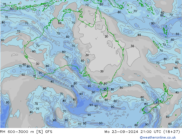 RH 600-3000 m GFS Po 23.09.2024 21 UTC