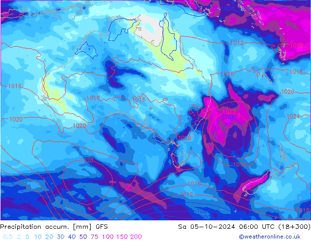 Precipitation accum. GFS So 05.10.2024 06 UTC