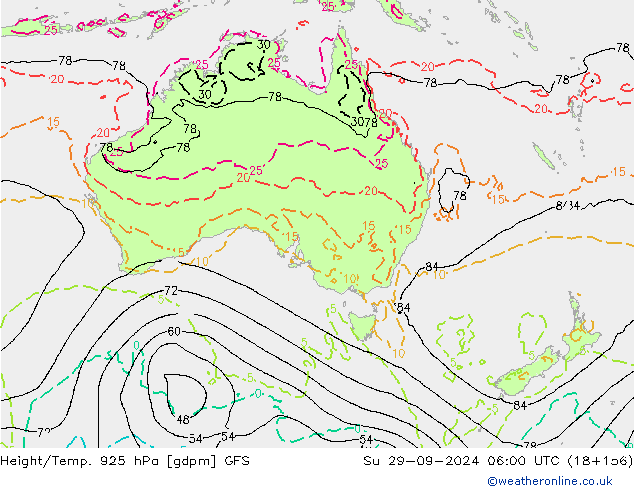 Height/Temp. 925 hPa GFS Su 29.09.2024 06 UTC