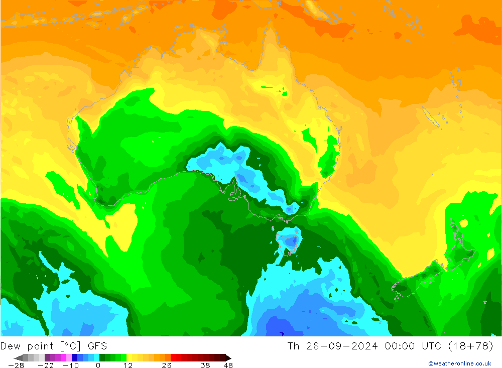 Dew point GFS Th 26.09.2024 00 UTC