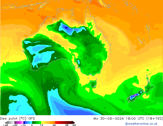 Dauwpunt GFS ma 30.09.2024 18 UTC