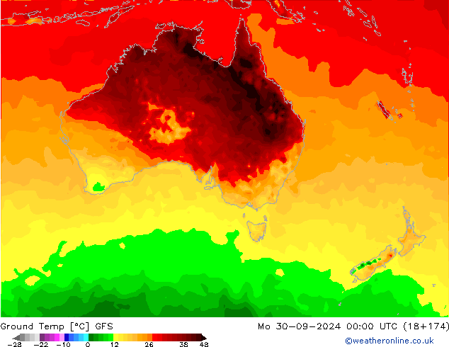 Teplota půdy GFS Po 30.09.2024 00 UTC