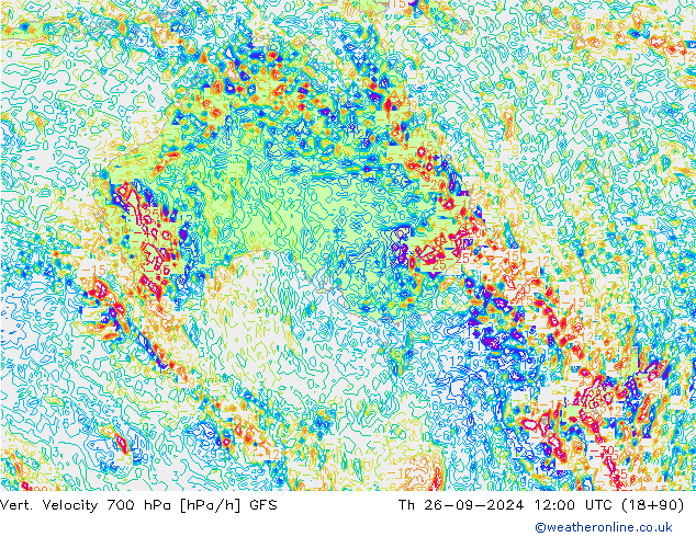 Vert. Velocity 700 hPa GFS Th 26.09.2024 12 UTC