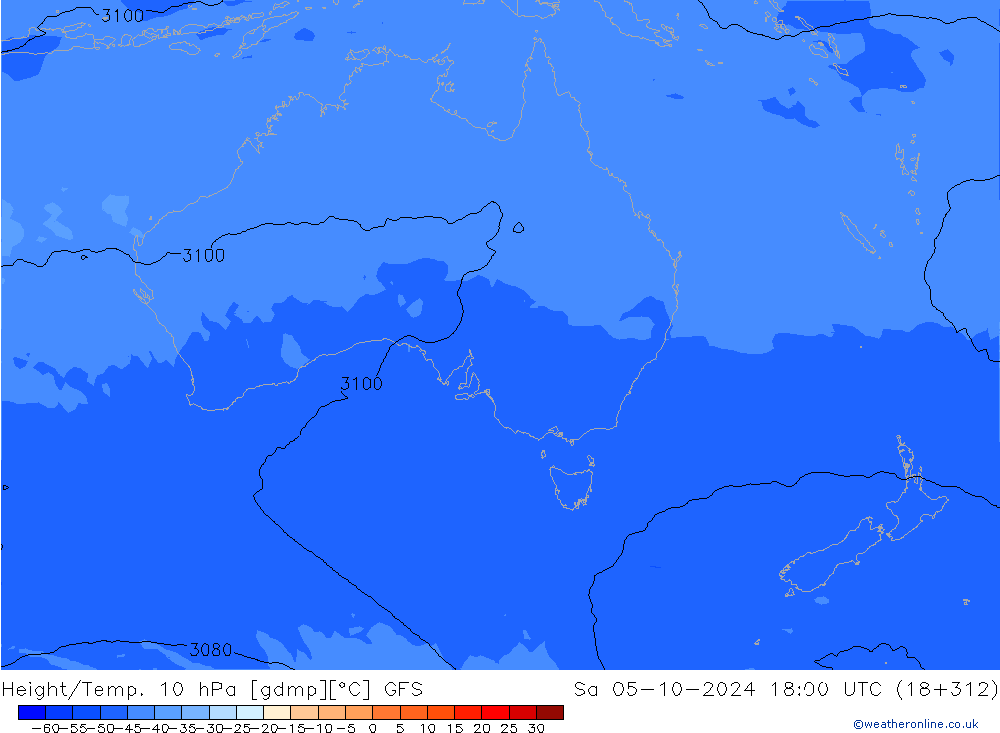 Height/Temp. 10 hPa GFS Sa 05.10.2024 18 UTC