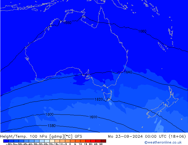 Yükseklik/Sıc. 100 hPa GFS Pzt 23.09.2024 00 UTC