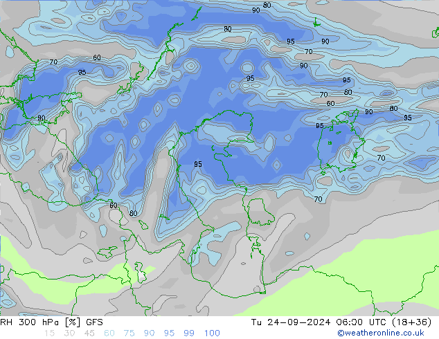 300 hPa Nispi Nem GFS Sa 24.09.2024 06 UTC