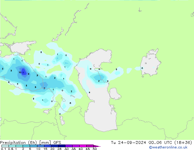 Z500/Rain (+SLP)/Z850 GFS Di 24.09.2024 06 UTC