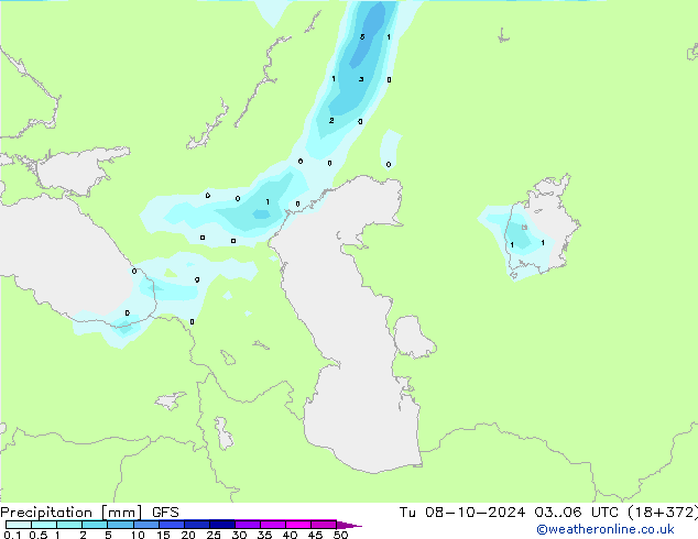 Srážky GFS Út 08.10.2024 06 UTC