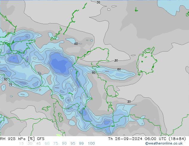 RH 925 hPa GFS Qui 26.09.2024 06 UTC