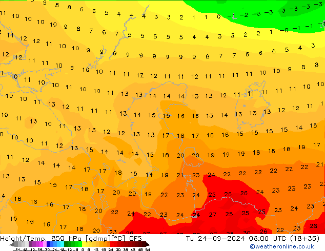 Z500/Rain (+SLP)/Z850 GFS Di 24.09.2024 06 UTC