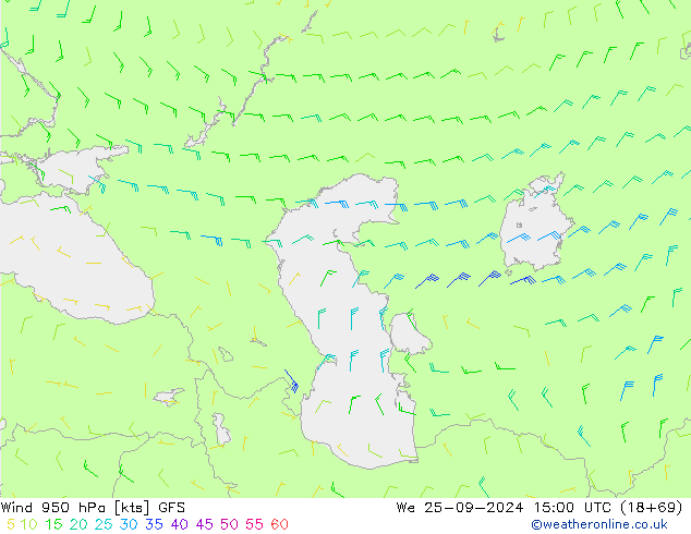 Wind 950 hPa GFS We 25.09.2024 15 UTC