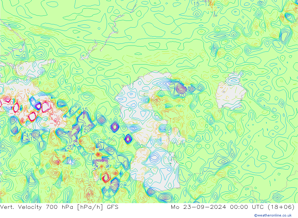 Vert. Velocity 700 hPa GFS Mo 23.09.2024 00 UTC