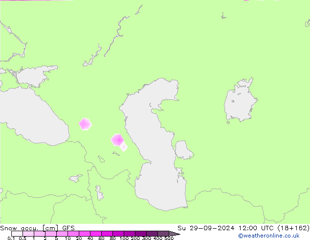 Snow accu. GFS Dom 29.09.2024 12 UTC