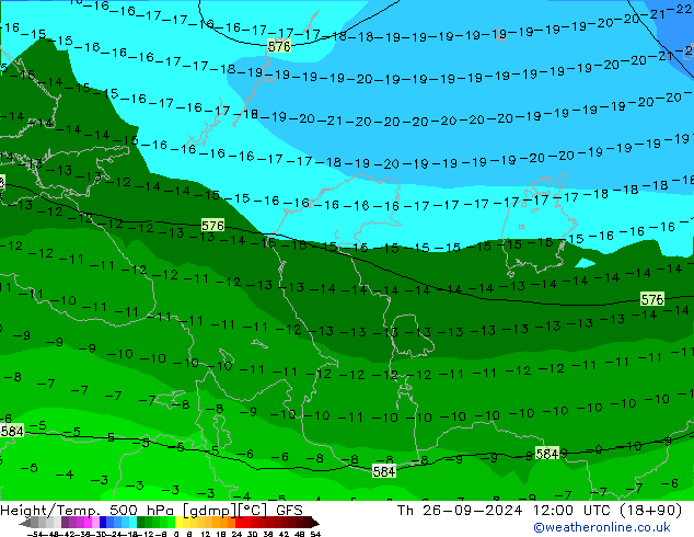 Z500/Rain (+SLP)/Z850 GFS Th 26.09.2024 12 UTC