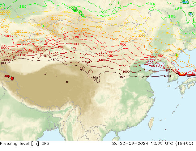 Zero termico GFS dom 22.09.2024 18 UTC