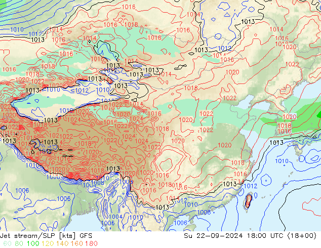 Jet stream/SLP GFS Su 22.09.2024 18 UTC